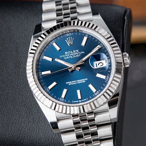 rolex blue face mens|rolex 41 datejust blue dial.